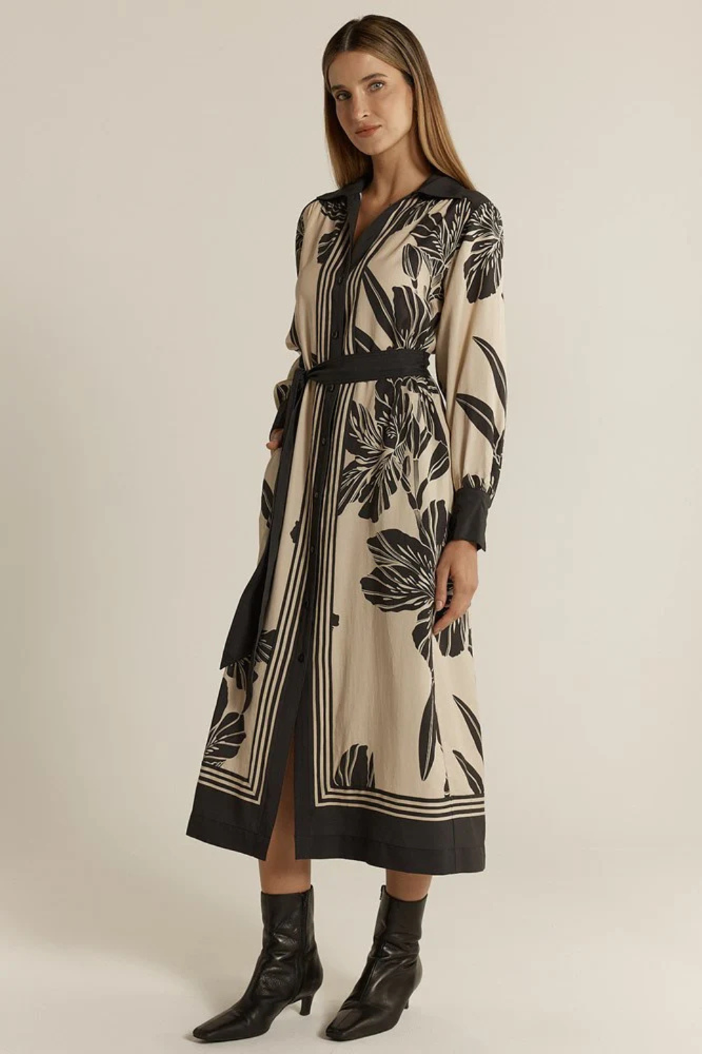 Fate + Becker June Shirt Dress Shadow/Cream