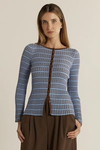 Fate + Becker Nesta Knit Top Blue/Chocolate