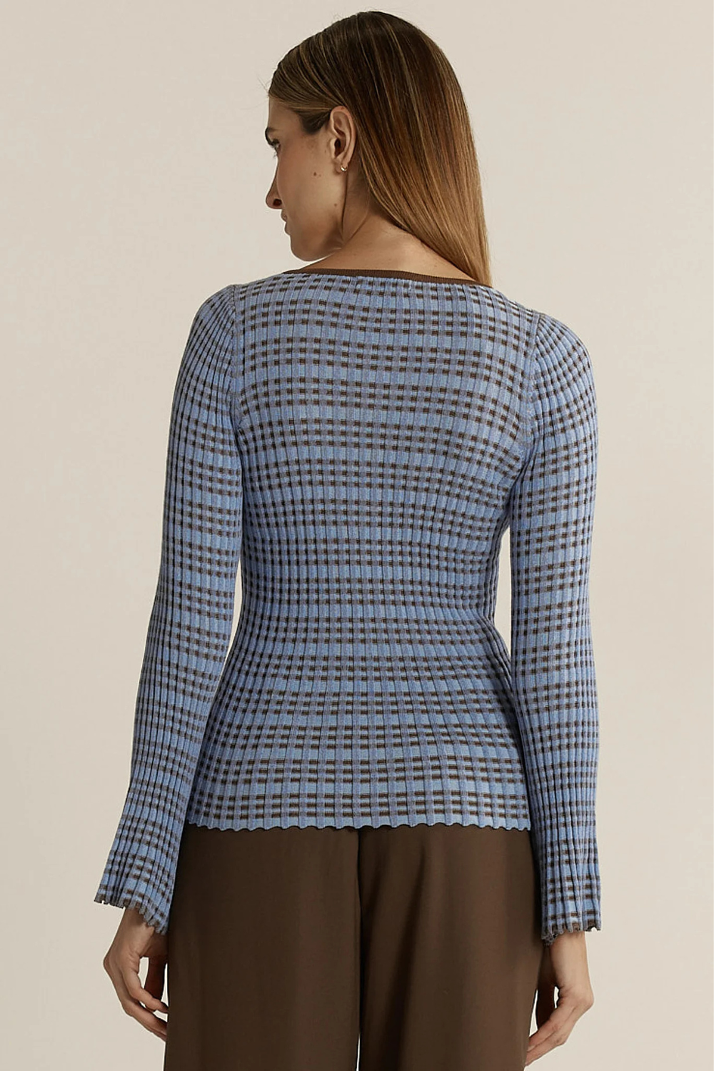 Fate + Becker Nesta Knit Top Blue/Chocolate