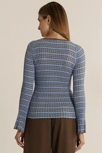Fate + Becker Nesta Knit Top Blue/Chocolate