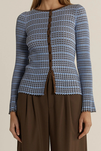 Fate + Becker Nesta Knit Top Blue/Chocolate