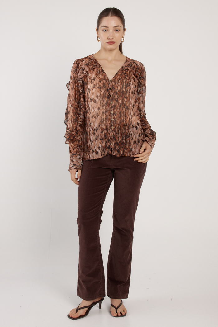 Fate + Becker Odette Ruffle Blouse Snake