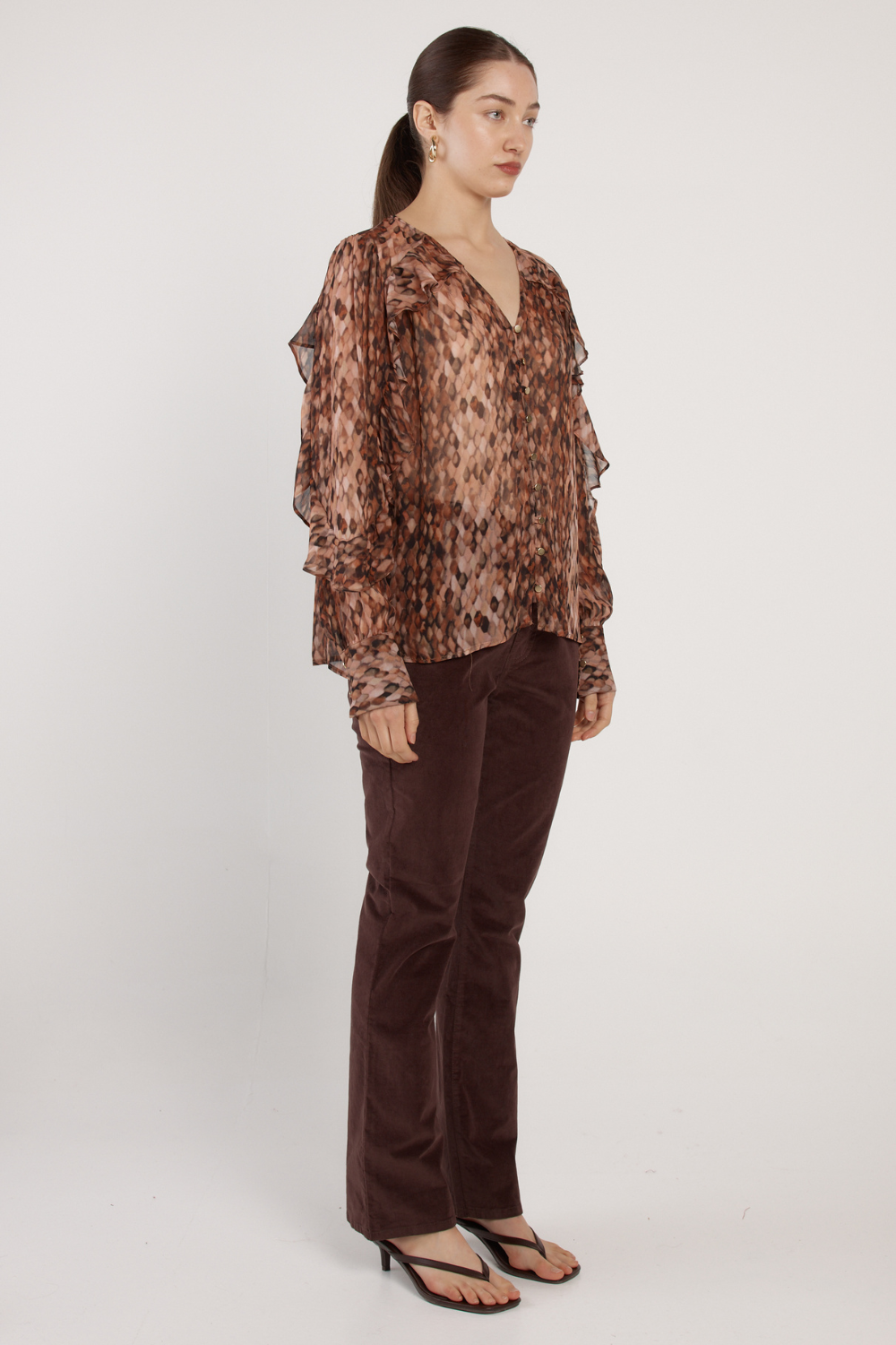 Fate + Becker Odette Ruffle Blouse Snake