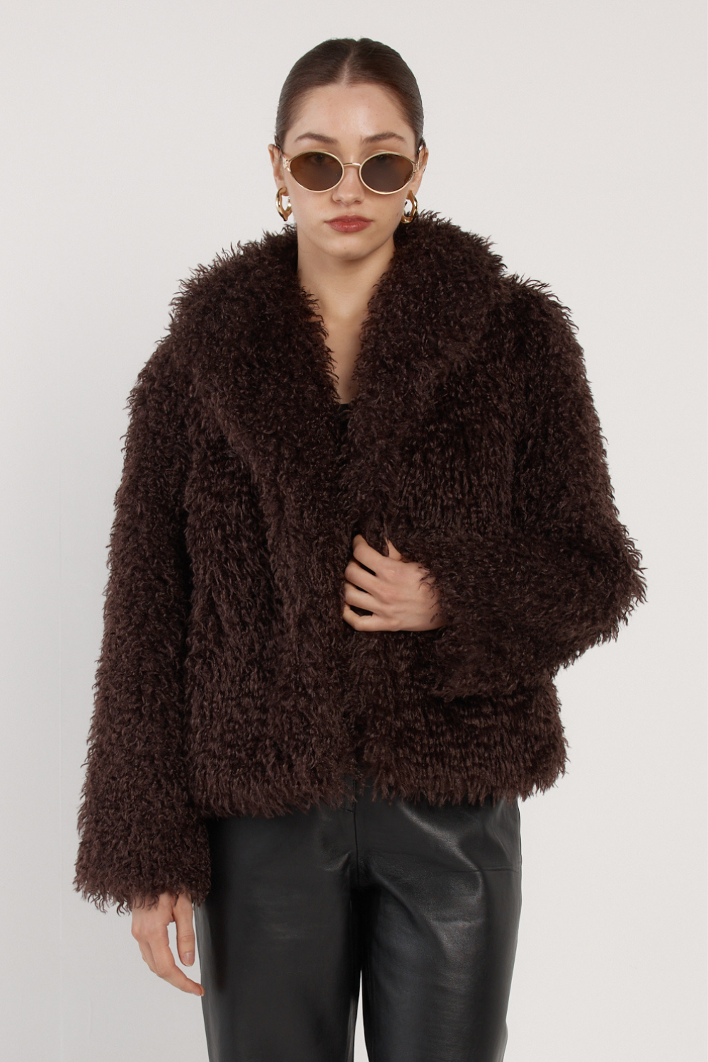 Fate + Becker Wynn Fur Jacket Chocolate