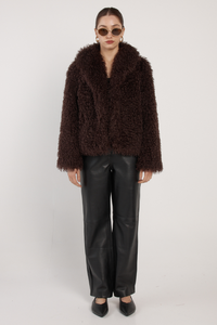 Fate + Becker Wynn Fur Jacket Chocolate