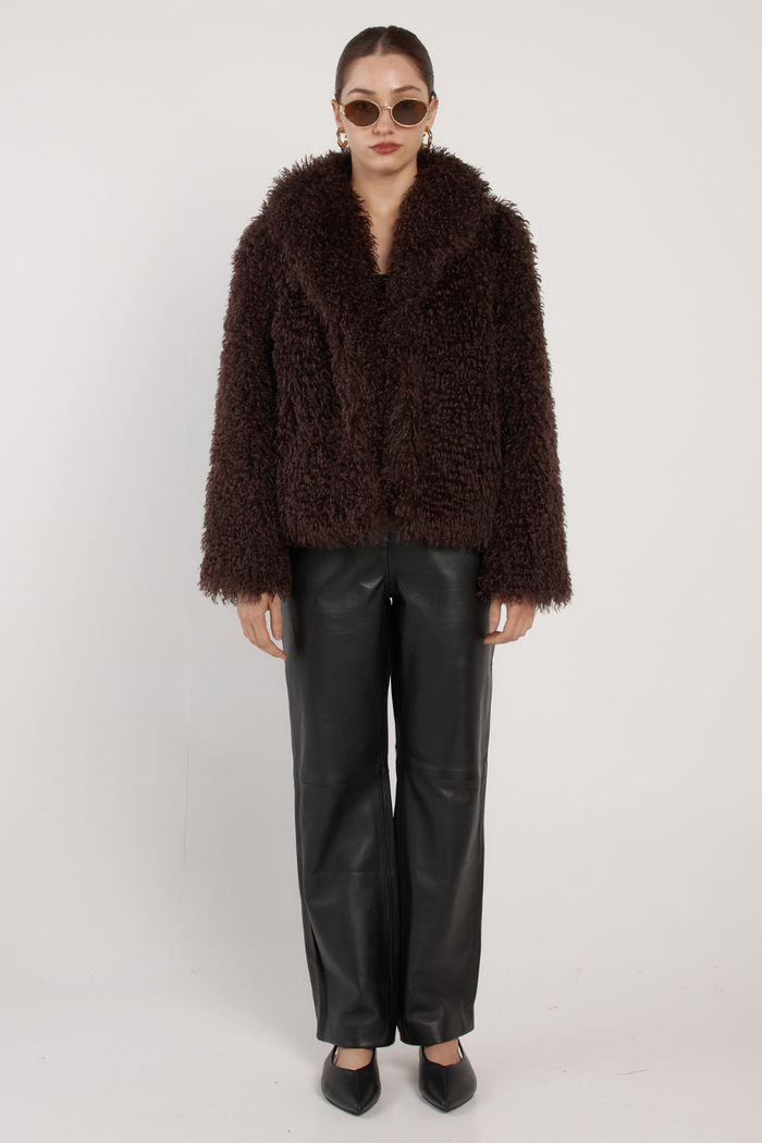 Fate + Becker Wynn Fur Jacket Chocolate