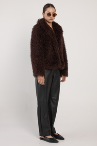 Fate + Becker Wynn Fur Jacket Chocolate