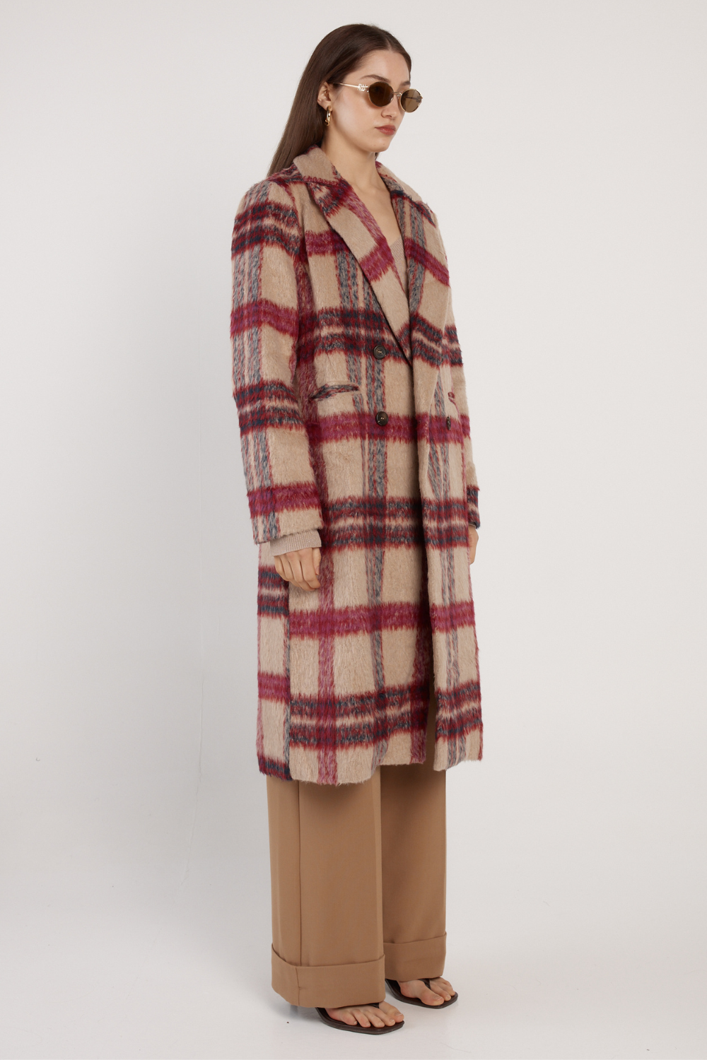 Fate and Becker Harlow Check Longline Coat