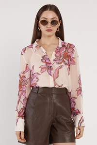 Fate and Becker Nyomi Blouse Light Flower Print Purple