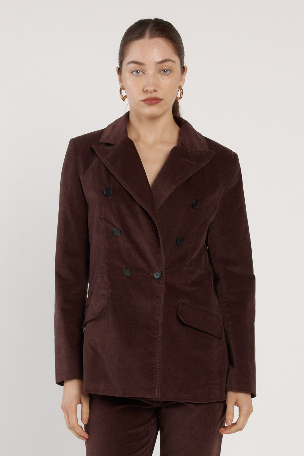 Fate and Becker Rhea Velvet Blazer Chocolate Brown