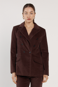 Fate and Becker Rhea Velvet Blazer Chocolate Brown