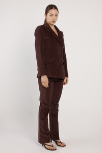 Fate and Becker Rhea Velvet Blazer Chocolate Brown