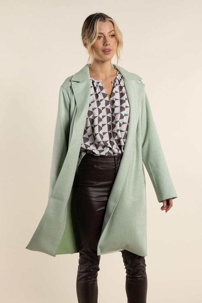 Two T's Faux Suede Coat Moss