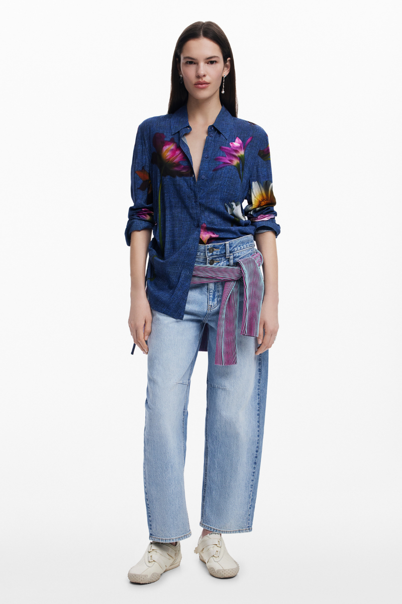 Desigual Floral Shirt Cobalt