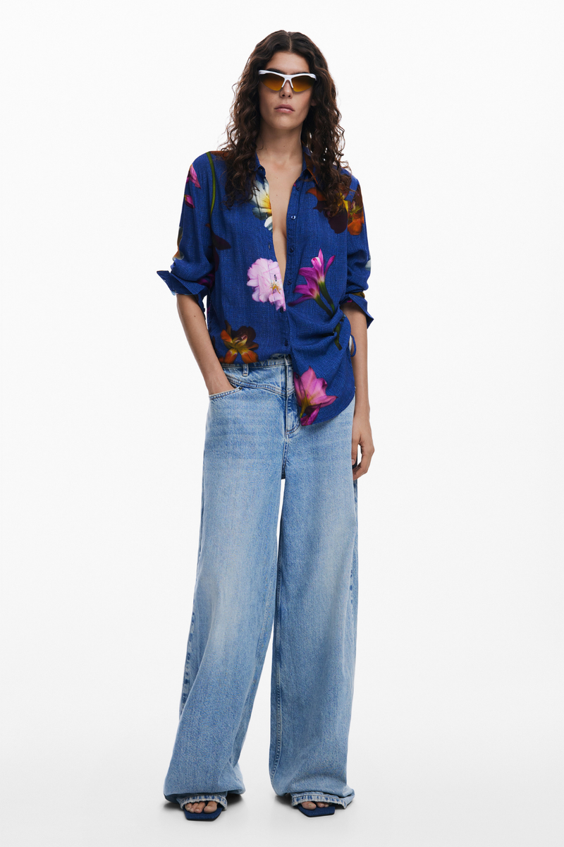 Desigual Floral Shirt Cobalt