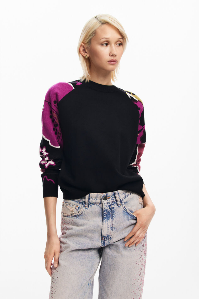 Desigual Floral Sleeve Sweater