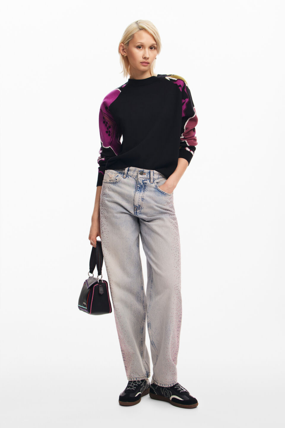 Desigual Floral Sleeve Sweater