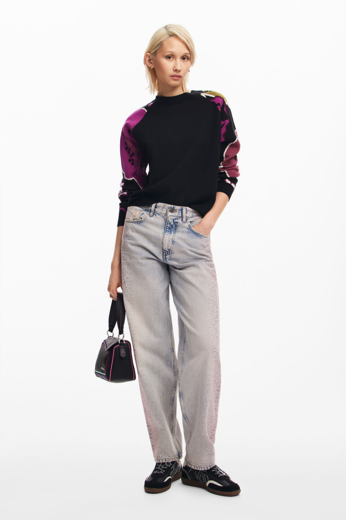 Desigual Floral Sleeve Sweater