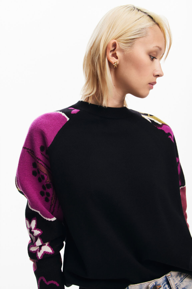 Desigual Floral Sleeve Sweater
