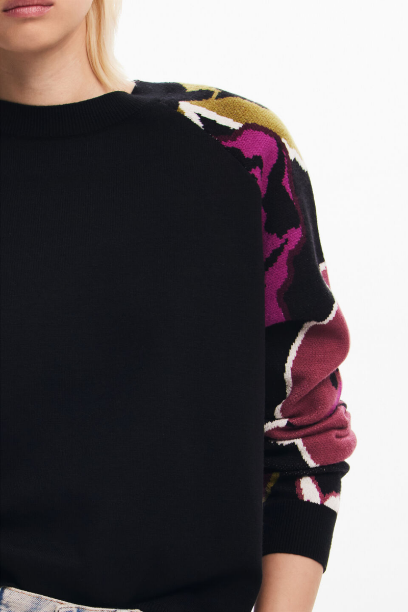 Desigual Floral Sleeve Sweater