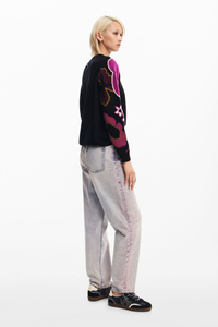Desigual Floral Sleeve Sweater