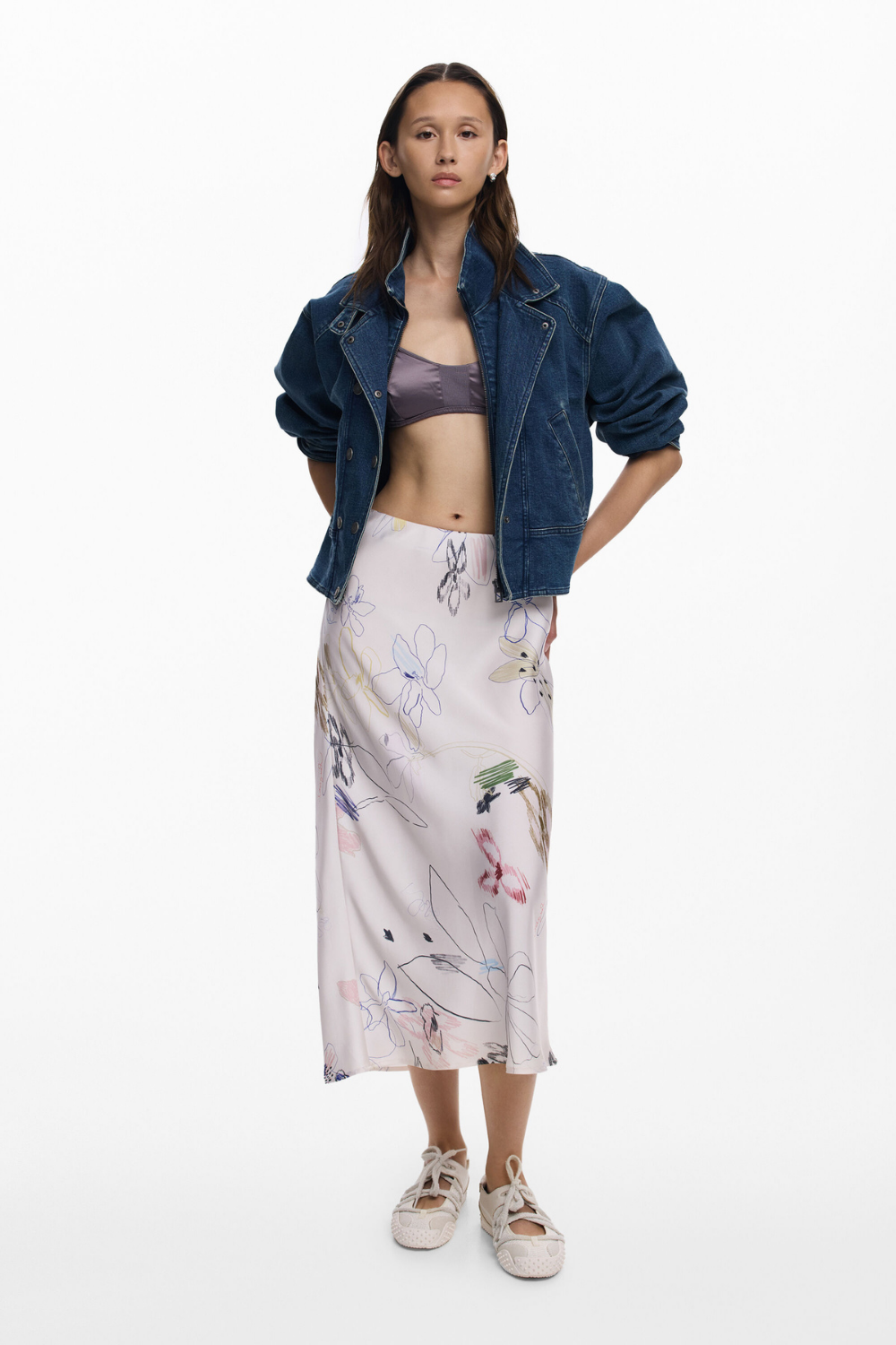 Desigual Long Skirt with Strokes Pre-Order