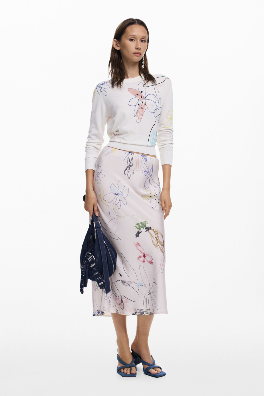 Desigual Long Skirt with Strokes Pre-Order