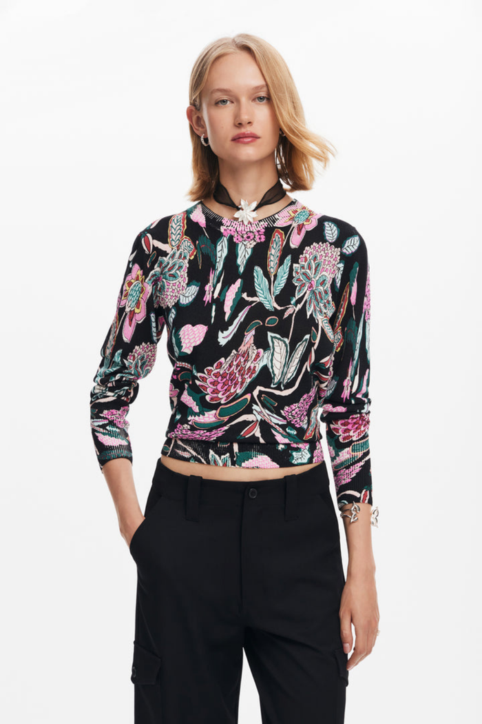 Desigual Floral Sweater Black