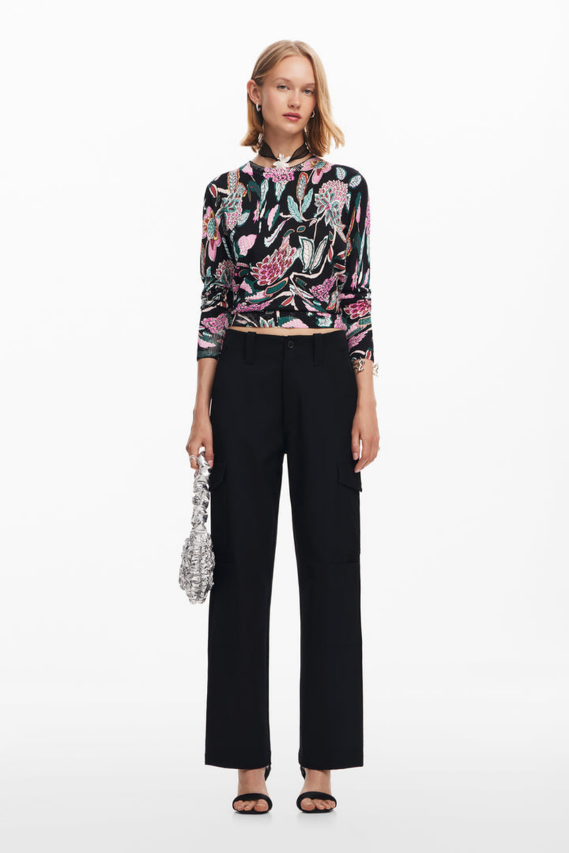 Desigual Floral Sweater Black