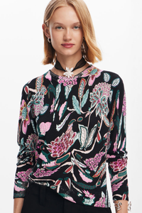 Desigual Floral Sweater Black
