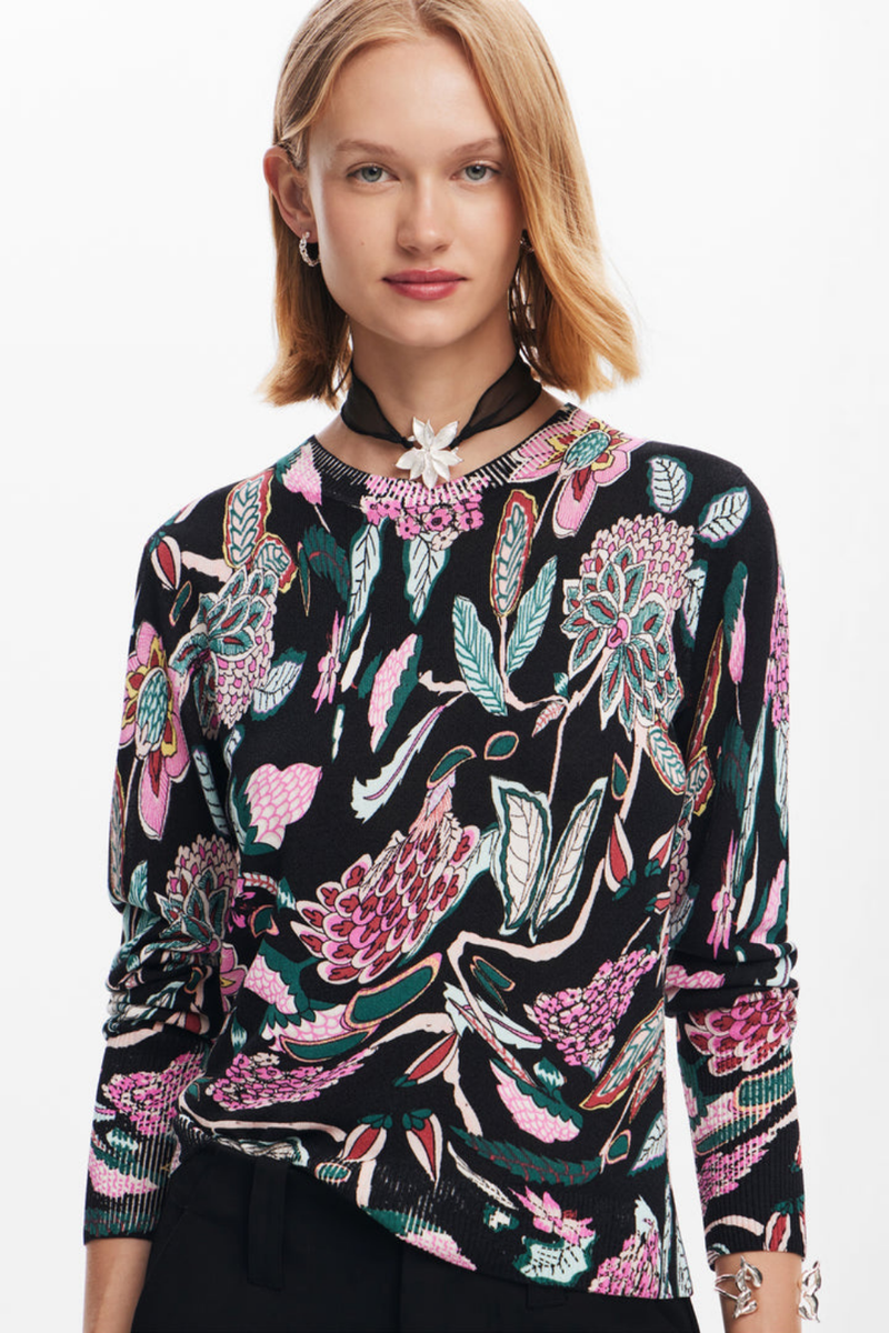 Desigual Floral Sweater Black