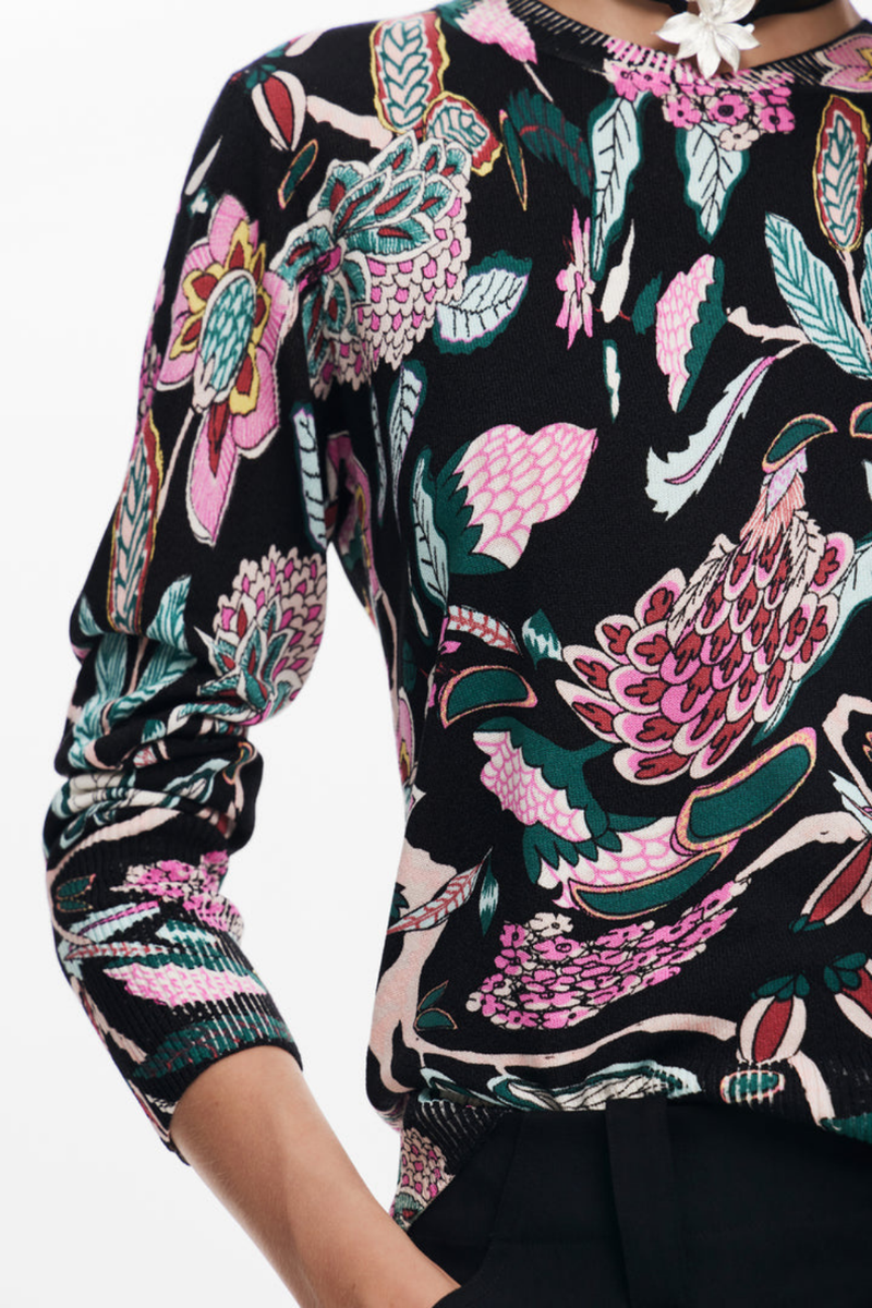 Desigual Floral Sweater Black