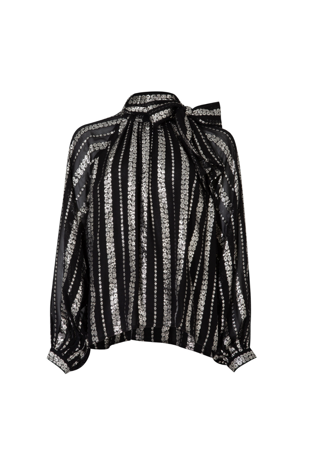 Coop Just Bow With It Blouse Black Silver