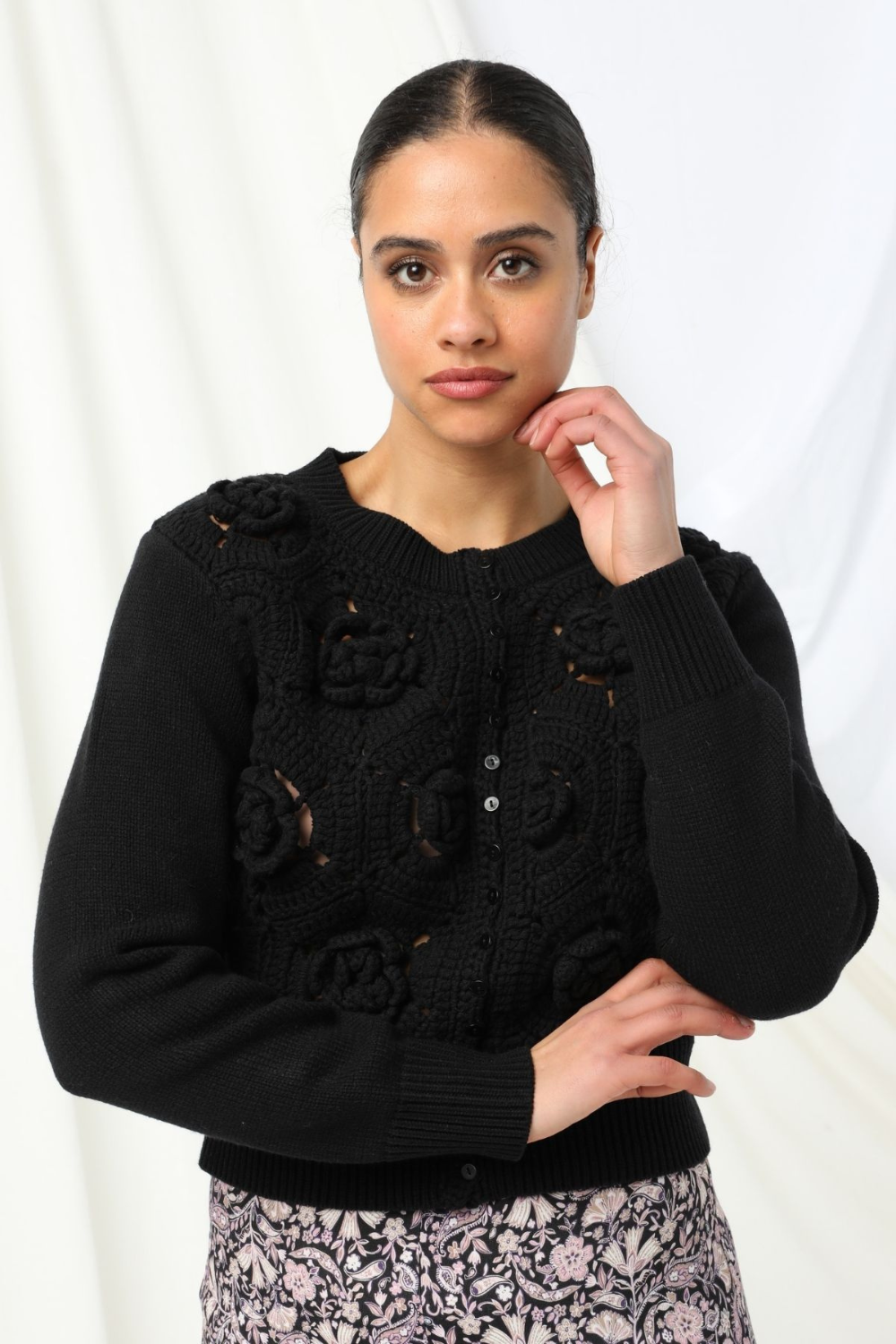 Kachel Audrey Knitted Cardigan Black