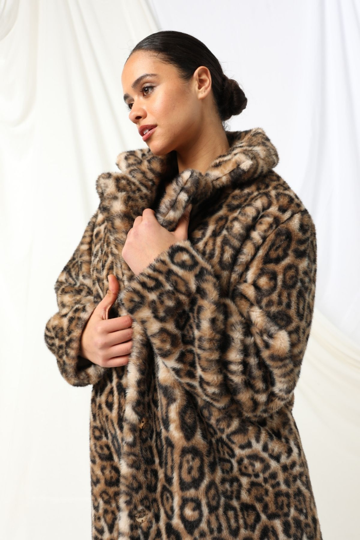 Kachel Dee Faux Fur Coat Leopard
