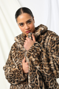 Kachel Dee Faux Fur Coat Leopard
