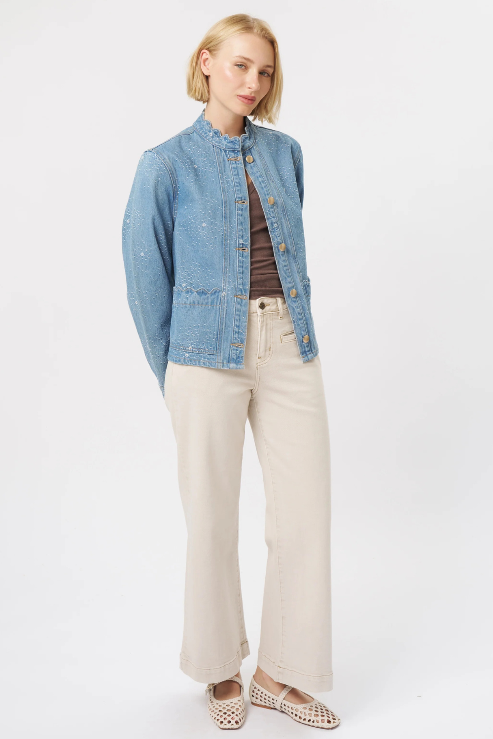 Kireina Bonnie Denim Jacket Floral Blue