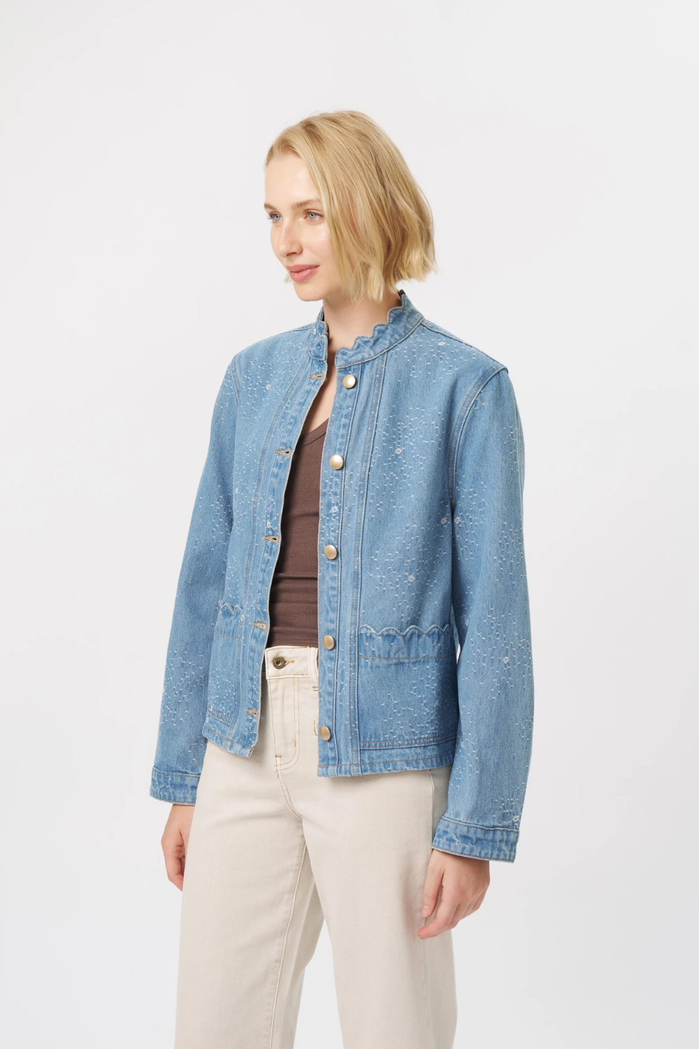 Kireina Bonnie Denim Jacket Floral Blue