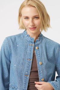 Kireina Bonnie Denim Jacket Floral Blue