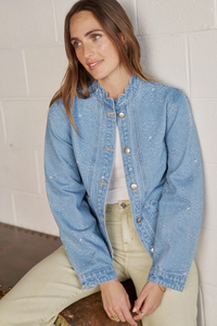 Kireina Bonnie Denim Jacket Floral Blue