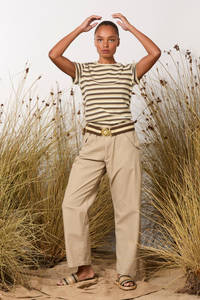 M.A.Dainty Lolly Tee Yellow Brown Stripe