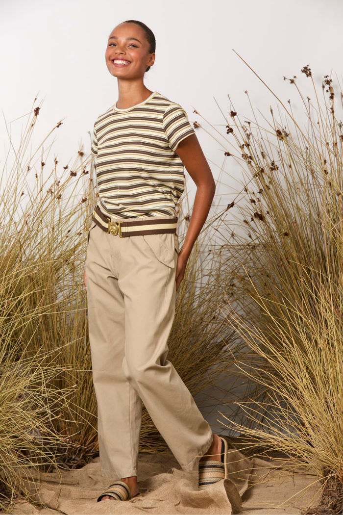 M.A.Dainty Lolly Tee Yellow Brown Stripe