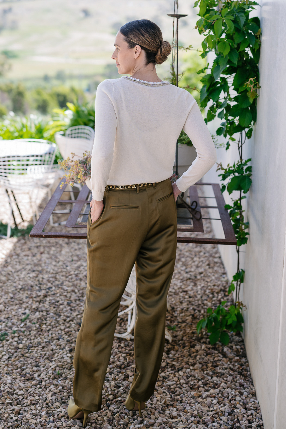 M.A. Dainty Miki Knit Jumper Whipped Cream Pearl Trim