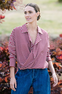 M.A.Dainty Petal Blouse Red Stripe