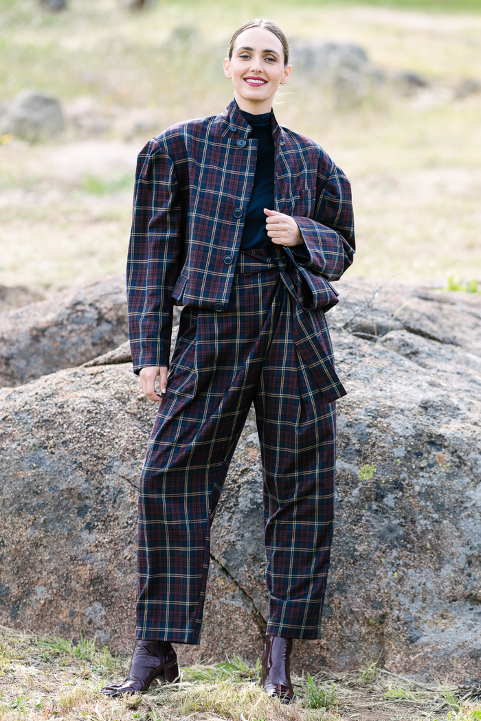 M.A.Dainty Provador Pants Navy/Red Check Pre-Order