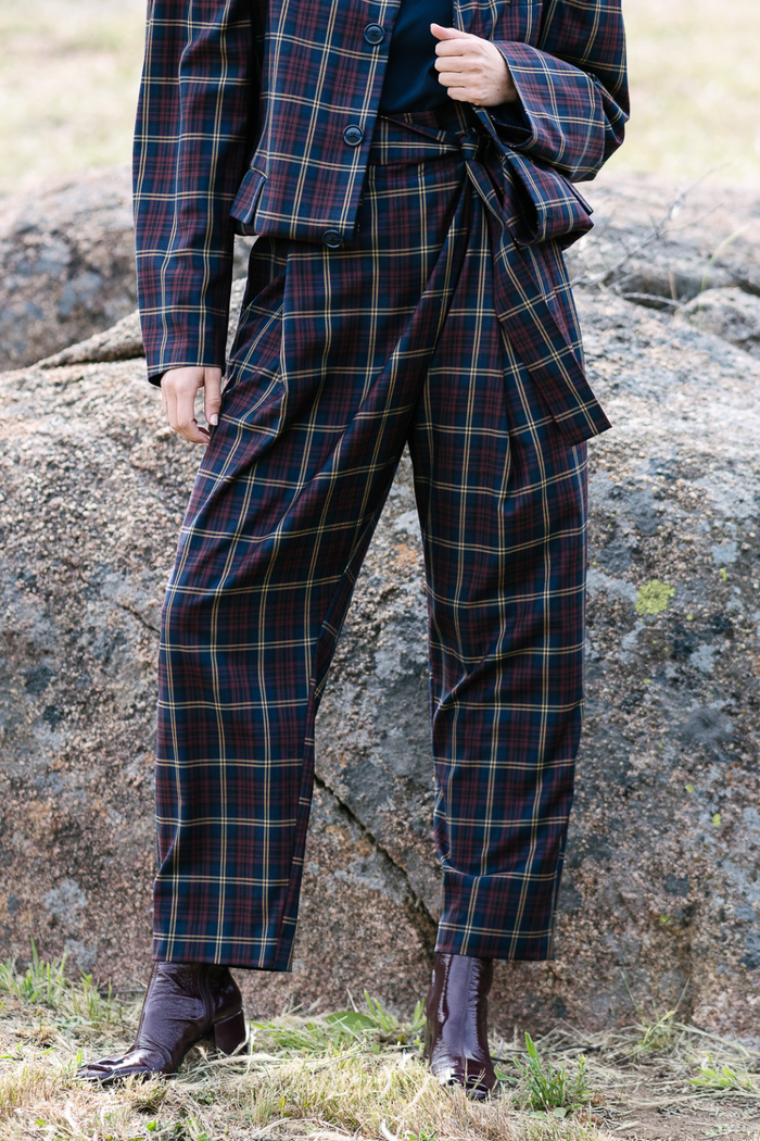M.A.Dainty Provador Pants Navy/Red Check Pre-Order