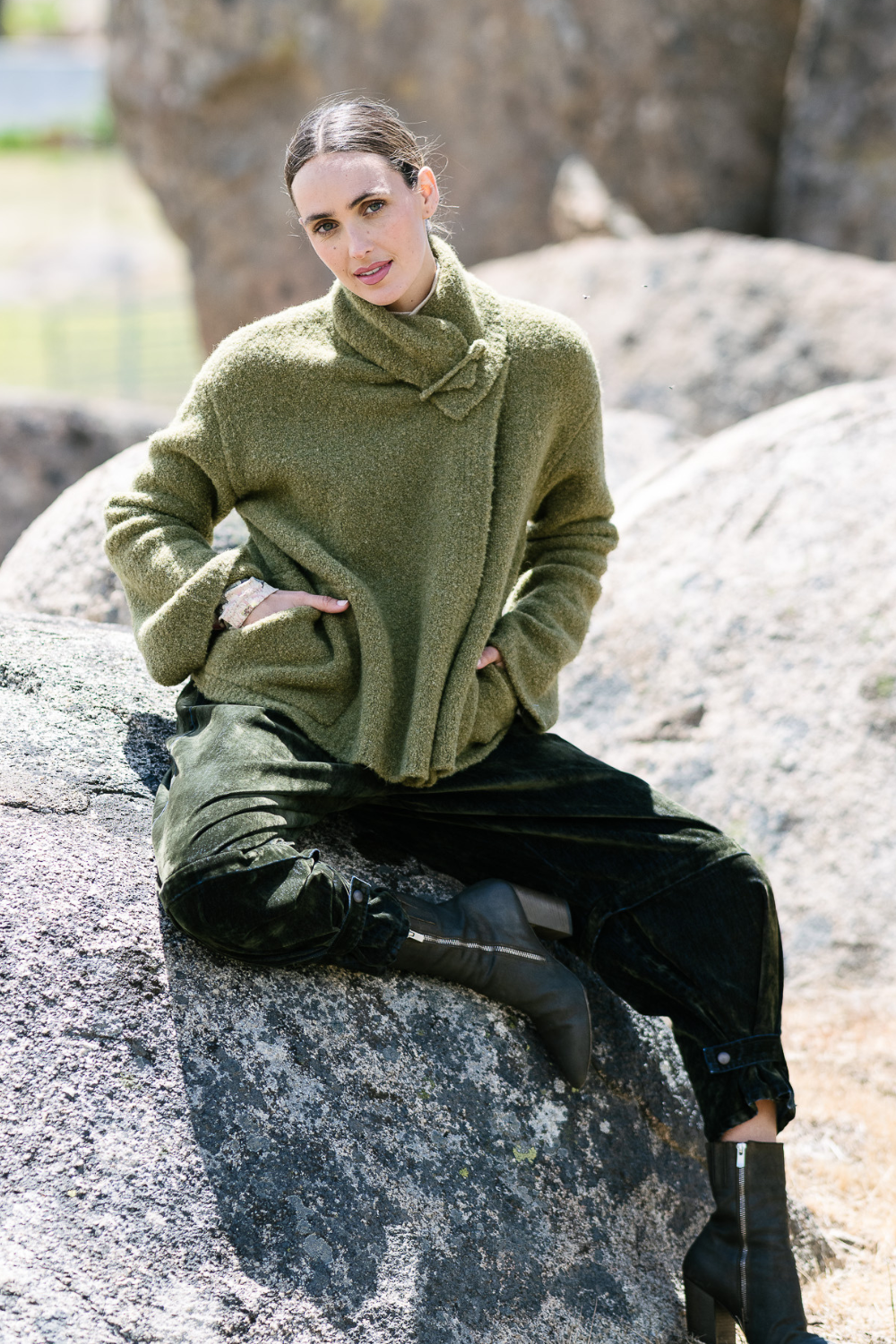 M.A.Dainty Shetland Cardigan Knit Grass