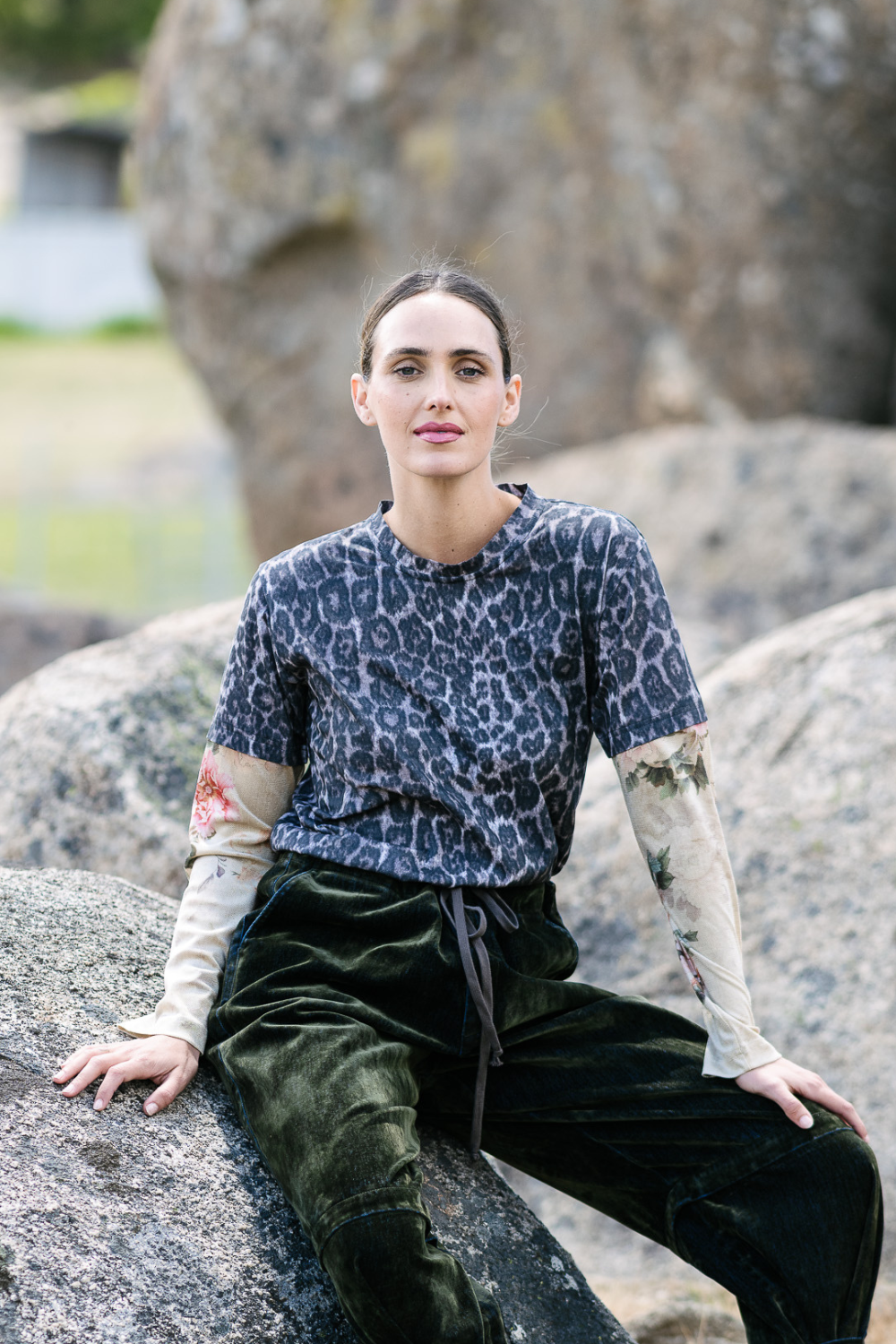 M.A. Dainty Cowboy Top Snow Leopard Garden