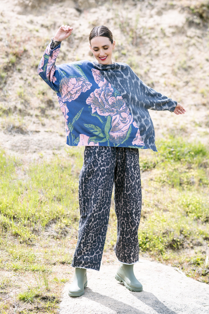 M.A. Dainty  Eliza Knit  Snow Leopard Roses