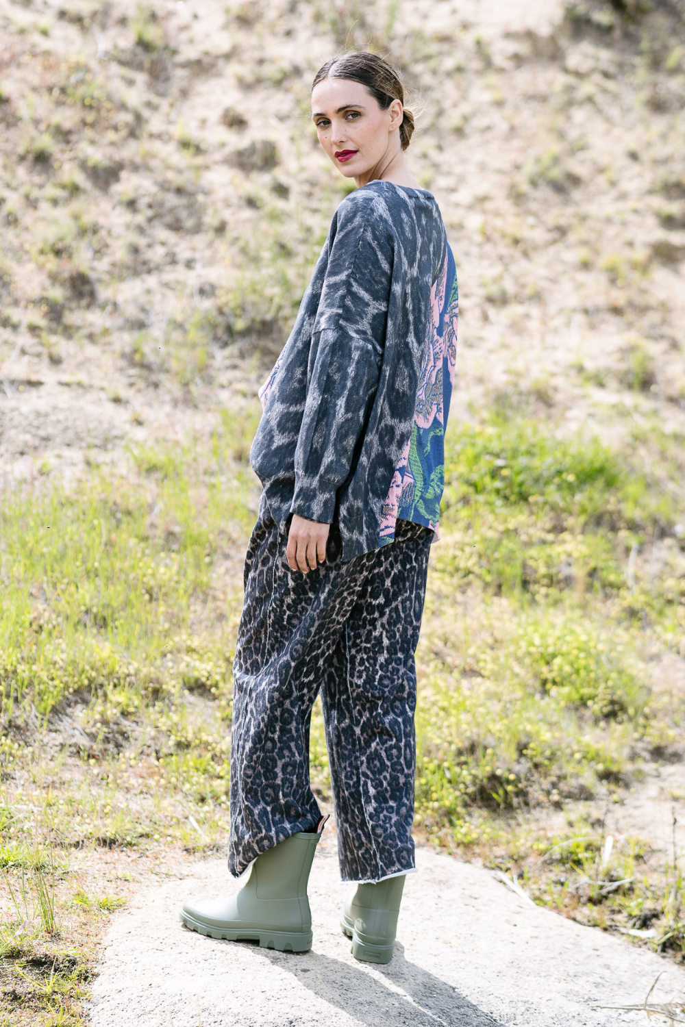 M.A. Dainty  Eliza Knit  Snow Leopard Roses